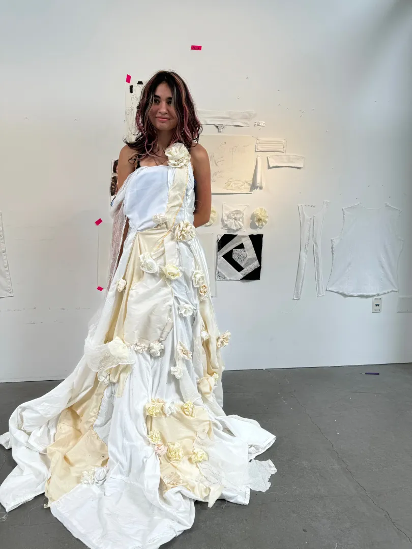 Girl modeling a fashion creation