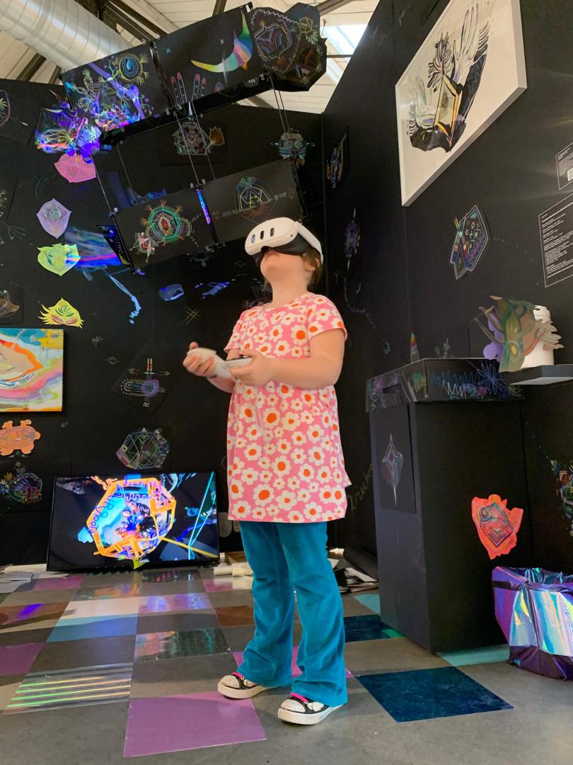 Girl using a VR headset