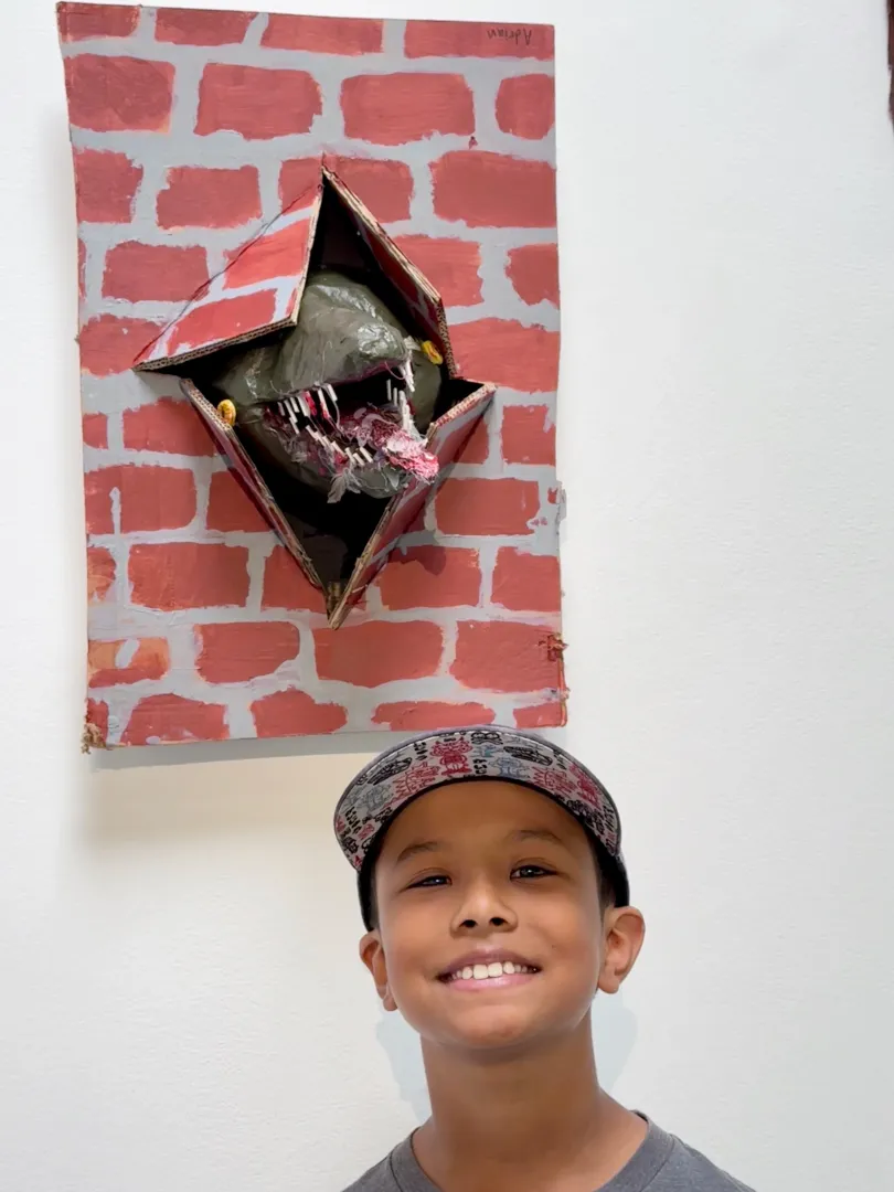 Boy with artwork